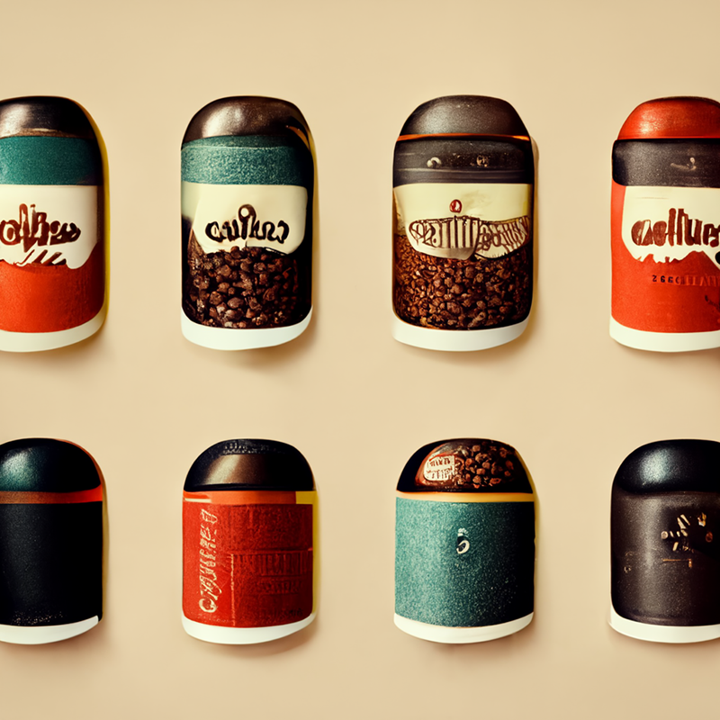 여러개의 커피 머신 캡슐들이 나열되어 있다.